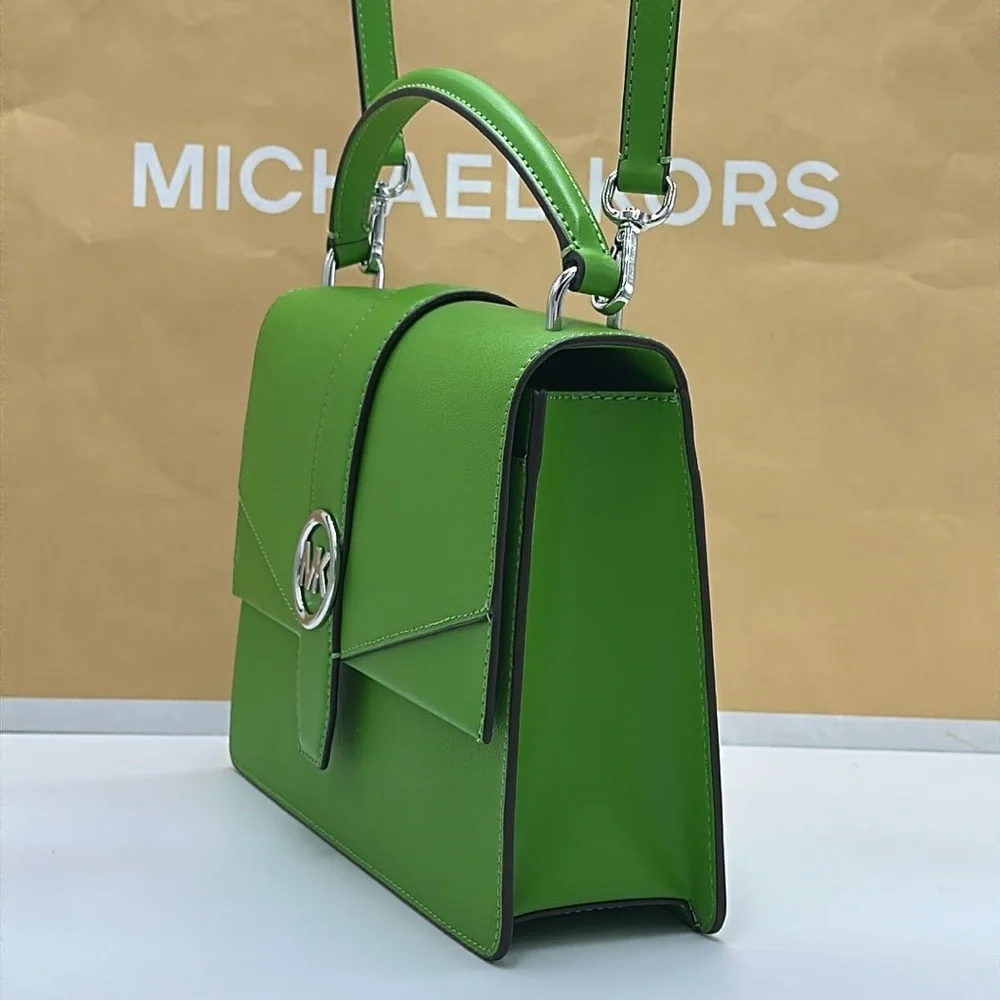 Michael Kors Greenwich Medium Saffiano Leather Satchel Crossbody Shoulder Bag
